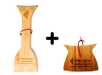 FEROS KIT – (2 items!) FEROS Safer Scraper Wood BBQ Wooden Grill Cleaner AND FEROS Mini Safer Scraper - Replacement for wire bristle brush. Includes FREE Waterproof Storage Bag!
