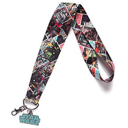 Star Wars Multi Character Wide Trading Pin Lanyard ID Holder with Metal Charm