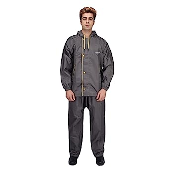 Citizen Seam Sealed Raincoat for Men with Adjustable In-Built Cap Hood, Waterproof Pant and Carry Pouch | Durable & Lightweight Poly Rubberized Rainsuit