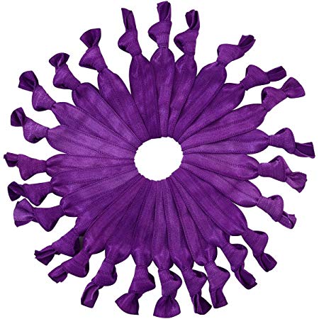 Cyndibands Bulk Hair Ties Knotted Elastic Ponytail Holders Ultraviolet - 25 Count (Neon Purple)