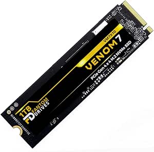 Fantom Drives VENOM7, 1TB Internal SSD NVMe Gen 4 M.2 2280 Slim Profile for Compatibility with Desktop, Laptops, and PS5 - Up to 7300MB/s - 3D NAND TLC (VM7X10)