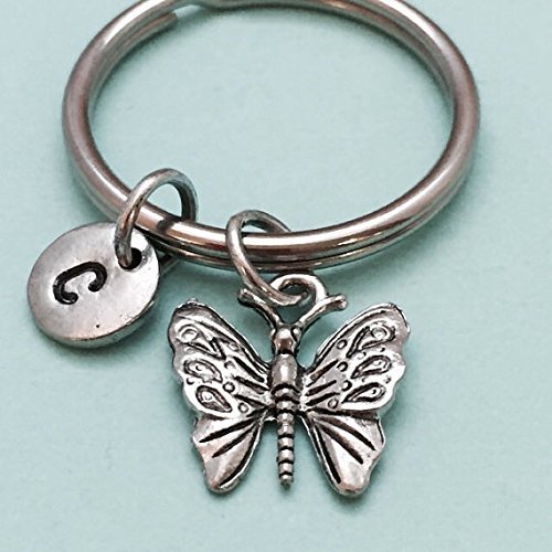 Butterfly keychain, butterfly charm, personalized keychain, initial keychain, initial charm, monogram