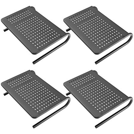 Monitor Stand Riser with Vented Metal for Computer, Laptop, Desk, Printer with 14.5 Platform 4 inch Height (Black, 4 Pack)