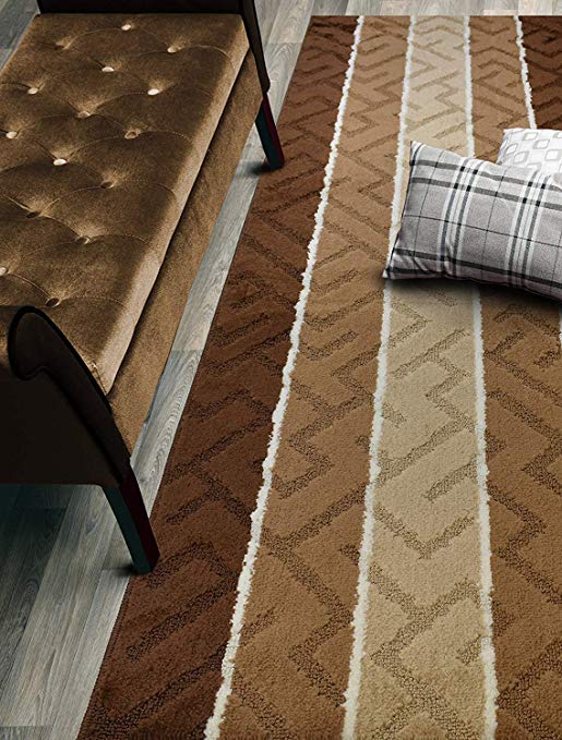 Custom Size Meander Hallway Runner Rug Slip Resistant, 26 Inch Wide x Your Choice of Length Size, Brown, 26 Inch X 5 feet