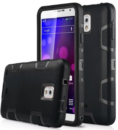 ULAK Hybrid Rubber Combo Case for Samsung Galaxy Note 3 - Black