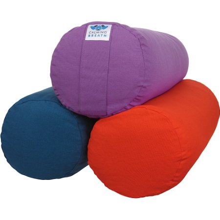 CalmingBreath Yoga Bolster, Round - Natural, Eco-Friendly, Buckwheat Filled - Great Colours!