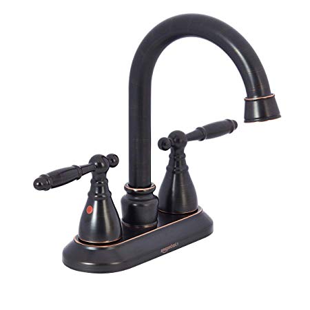 AmazonBasics Traditional Two Handle Bathroom Goose Basin Faucet, 4 Inch, Oil-Rubbed Bronze