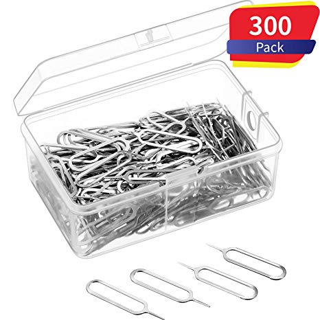 300 Pack Sim Card Tray Eject Pin Ejector Removal Tool for iPhone X, 8 Plus, 8, 7 Plus, All Other iPhone Models, iPads, iPods, Samsung Galaxy Note/S/Edge/J Series, HTC Phone Models (300 Pack)