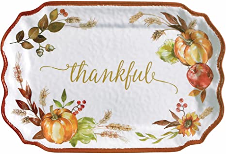 Large Thanksgiving Melamine Serving Platter - 20" x 13.5" | Multicolor | 1 Pc.