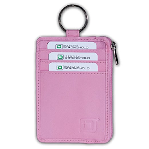 RFID Wallet Badge Holder Key Ring Mini - Protective Wallet for Credit Cards - RFID Blocking Leather Wallets