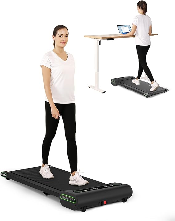 AKLUER Walking Pad Treadmill Under Desk, Portable Treadmill with Bluetooth, Desk Treadmill up to 3.8 MPH Speed, Jogging Walking Treadmill for Small Space Home Fitness