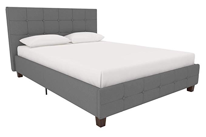 DHP Rose Upholstered Bed, Fabric, Gray, Full