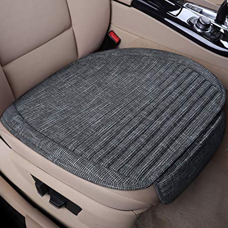 LUCKYMAN CLUB 1 Fabric Car Seat Cushion with Lavender and Buckwheat Shell Comfortable and Breathable Seat Covers Fit for Cars Trucks Vans (1 Piece, Gray White)