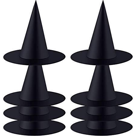 Tatuo 8 Pack Halloween Witch Hat Witch Costume Accessory for Halloween Christmas Party, Black