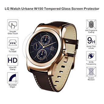 MOTONG LG Watch Urbane W150 Tempered Glass Screen Protector, 9 H Hardness, 0.3mm Thickness,Made From Real Glass, Shatterproof (LG W50)