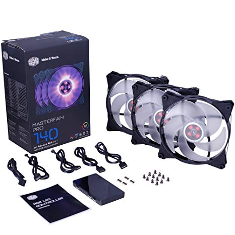 Cooler Master MFY-P4DC-153PC-R1 MasterFan Pro 140 Air Pressure RGB- 140mm Static Pressure RGB Case Fan, 3 in 1 with RGB LED Controller, Computer Cases CPU Coolers and Radiators