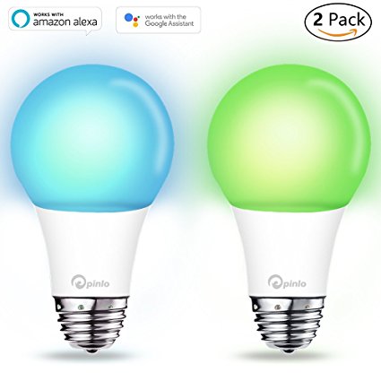 Smart Bulb, Wi-Fi Smart Led Light Bulb Compatible with Amazon Alexa & Google Home Remote App Controlled Party Bulbs Color Changing Dimmable Night Light Wake Up Lights e26/e27(100 Watts Equi) -2 Pack