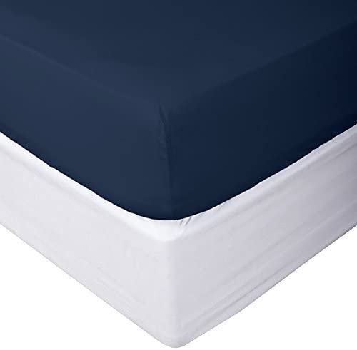 Clara Clark Fitted Sheet - Luxurious & Soft Brushed Microfiber King Size Linen Fitted Navy Blue Sheets, Hypoallergenic Bedroom Essentials - Extra Deep Pocket Super Fit Fitted Sheet