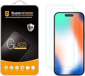 Supershieldz (2 Pack) Designed for iPhone 15 Pro (6.1 inch) Tempered Glass Screen Protector, Anti Scratch, Bubble Free