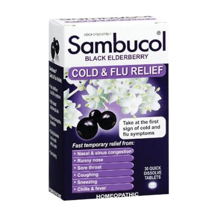 Sambucol Cold and Flu Relief Tablets Black Elderberry 30 Count