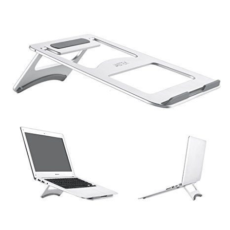 Aluminum Laptop Stand, JASTEK Compact Universal Portable Adjustable Stand with Folding Holder for Laptop Notebook Tablet and more - Silver