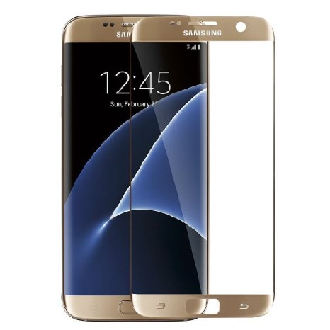 Galaxy S7 Edge Screen Protector iNINJATM Premium Mirror Tempered Glass Cell Phone Touch 3D Screen Protector with Bubble Free Anti Glare Scratch Reflective2016 - Gold