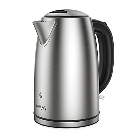 VAVA 1.7 L Electric Tea Kettle with British Strix Control, Auto Shut-Off & Boil Dry Protection, 304 Stainless Steel Water Boiler with LED Light Indicator (BPA-Free/FDA Certified/UL Approved)