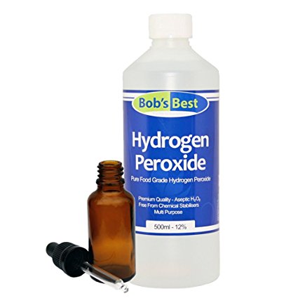 Food Grade Hydrogen Peroxide 12% - 500ml - with 30ml Amber Glass Dropper Bottle