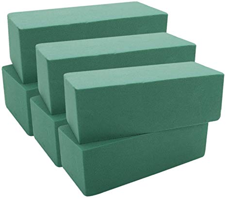 Premium Floral Foam Bricks Green Styrofoam Wet Foam Blocks 2.87 x 3.87 x 8.87 inches - 6/Pkg Green
