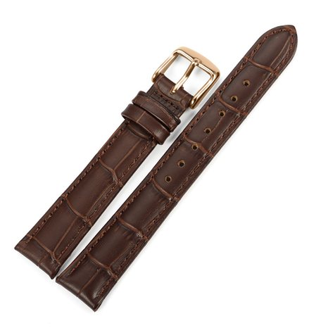 iStrap 18mm Calfskin Replacement Watch Band With Rose Gold Pin Buckle for Men Women - Brown