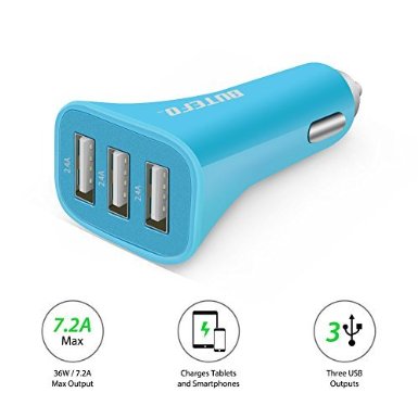 [Most Powerful Car Charger Ever] BUTEFO Intelligent 7.2A / 36W Premium Aluminum 3 USB Car Charger with Smart Sharing IC for Each USB Port