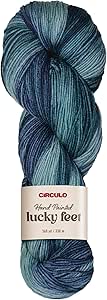 Circulo - Lucky Feet Yarn, Socks Yarn, Hand-Painted Superwash Merino Wool – Soft, Comfortable and Durable - Sport Weight Yarn, 360 yds, 3.52 oz – Color: 9762 - Ocean