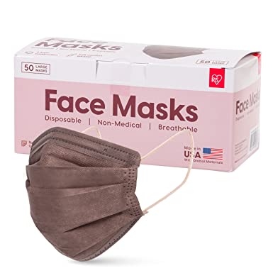 IRIS USA Made in USA Disposable Face Masks, 50 Piece, Premium 3Ply Masks, Breathable, Comfortable, Soft Stretchable Earloops, Soft on Skin, 3 Layer Construction for High Protection, Gray