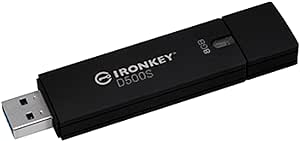 Kingston Ironkey D500S 8GB Encrypted Flash Drive | Dual Hidden Partition | FIPS 140-3 Level 3 | XTS-AES 256-bit | BadUSB and Brute Force Protection | Multi-Pin Option | IKD500S/8GB