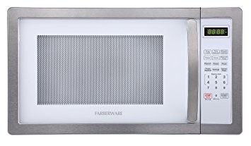 Farberware Classic FMO11AHTPLB 1.1 Cubic Foot 1000-Watt Microwave Oven, White/Platinum