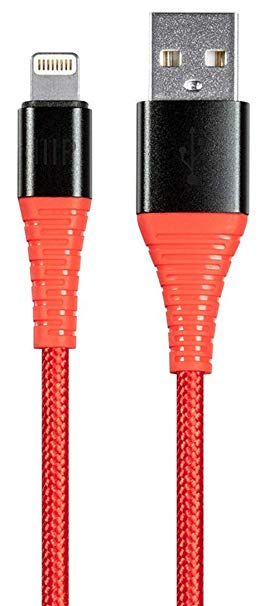 Monoprice Apple MFI Certified Lightning to USB Type A Charge & Sync Cable - 3 Feet - Red | Nylon-Braid, Durable, Kevlar-Reinforced - AtlasFlex Series