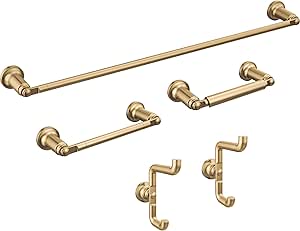 Delta Saylor 5-Piece Bathroom Set with 24 in. Towel Bar, 8 in. Hand Towel Holder, Toilet Paper Holder, Towel/Robe Hooks (2) | Champagne Bronze Gold Bathroom Accessories | Bathroom Hardware Set