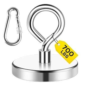 MIKEDE Fishing Magnets, 700 lbs Neodymium Super Strong Magnets, Diameter 2.95 inch Rare Earth Magnets with Countersunk Hole Eyebolt, Large Magnets Retrieving in River and Magnetic Fishing for Lifting