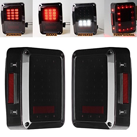 LED Tail Lights for JK 2007-2015 Jeep Wrangler with Running Brake Backup Reverse Turning Signal Light Tail Lamp Assembly
