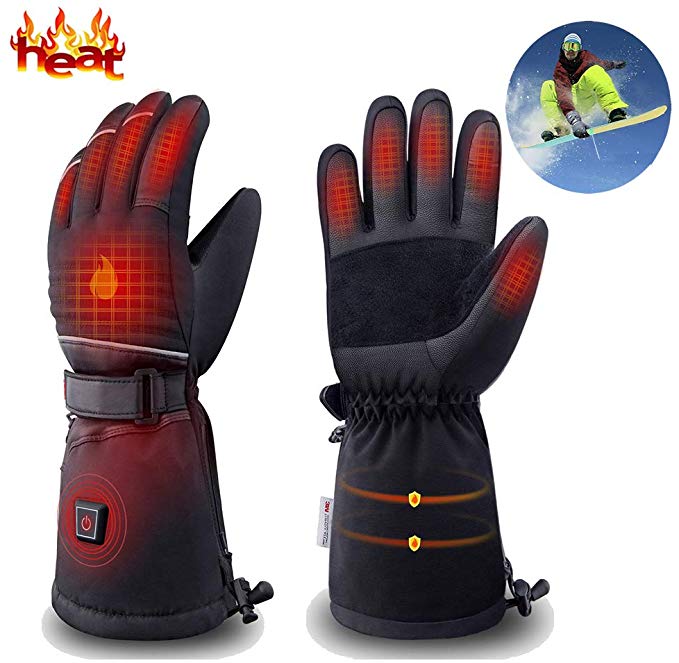 dowerme Rechargable Electric Heated Gloves for Men/Women with Powered Battery/Touchscreen/Waterproof,Hand Warmer Heated Mittens Leather for Arthritis/Winter Outdoor/Skiing/Motorcycle/Hunting