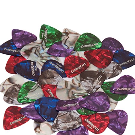 ChromaCast Pearl Celluloid Guitar Pick 48-Pack. Assorted Colors and Gauges