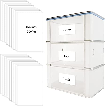 Large Removable Labels for Storage Bins, 4 x 6 Blank Labels Stickers Thermal Direct Shipping Labels, Water/Oil/Tear Resistant No Residue for Kitchen Storage Bins, Home Moving Packing Box (200 Pcs)