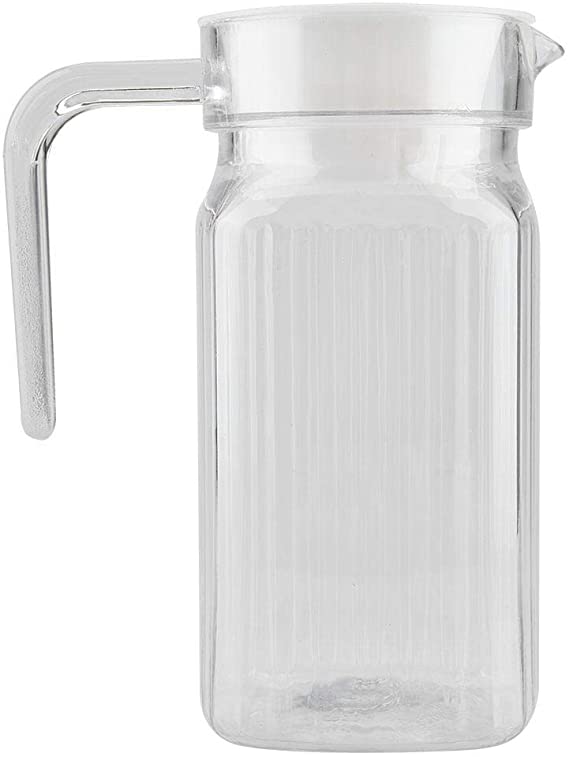 Acrylic Transparent Juice Bottle Striped Water Ice Cold Juice Jug with Lid great for Homemade Juice & Cold Tea or for Glass Milk Bottles Reusable Drinking Bottles(500ML)