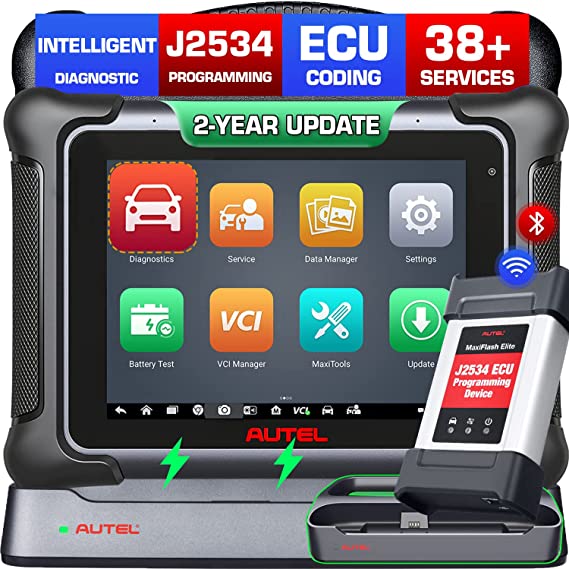 Autel MaxiSys Elite II, 2 Years Update [$2590 Value], Top Intelligent Diagnostic Same as Elite II Pro/Ultra/MS919, J2534 ECU Reprogramming, OE Coding Adaption, 38  Service, Active Test, Auto Scan 2.0