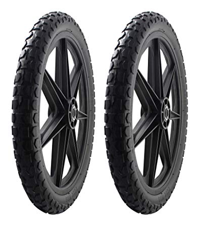 2 PACK -Marathon 92010 Flat Free 20" Replacement Tire Assembly for Rubbermaid Big Wheel Carts, Black