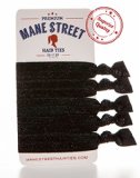 Elastic Hair Ties BLACK - Mane Street Hair Ties - Made From The Best Fold Over Elastic Material On The Market - No Tug Durable Knotted Elastic Ribbon - Prevents Ponytail Holder Headache - Heat Sealed Ends - Buy Your Stylish Hair Bands Today
