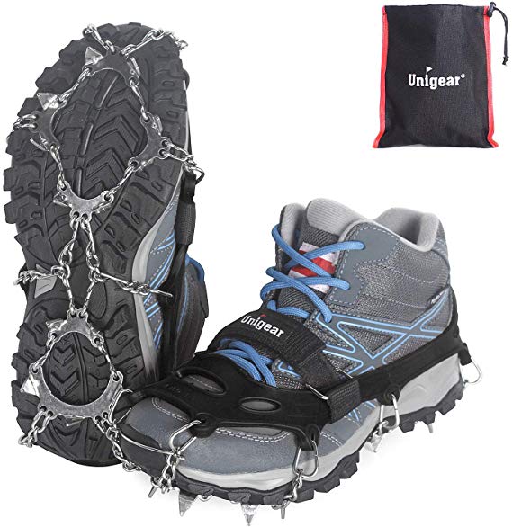 Unigear Ice Traction Cleats Ice Snow Grips Crampons with 18 Shoe Spikes for Walking, Jogging, Climbing and Hiking