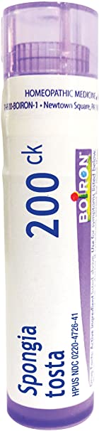 Boiron Spongia Tosta 200 ck, 80 Pellets, Homeopathic Medicine for Croupy Cough