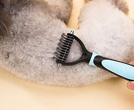Pevor Dog Grooming - Stainless Double Use Easy Open Pet Hair, Dog Hair Combs Rake Accessories for All Breeds Cat & Dog with Medium and Long Hair Coats