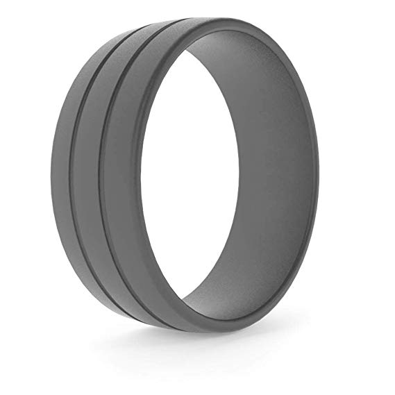 CHSTAR Silicone Wedding Rings for Men - Premium Fashion Forward Men Silicone Rubber Wedding Bands, Size 8 9 10 11 12 13, Hypoallergenic Medical Grade Silicone Ring for Men - Classic Style.